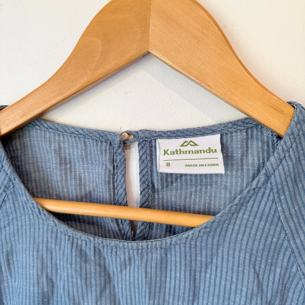 Kathmandu Blue Pinstripe Cap Sleeve Top Size 8