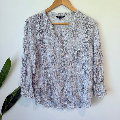 Portmans Grey Snake Print Blouse Size 12