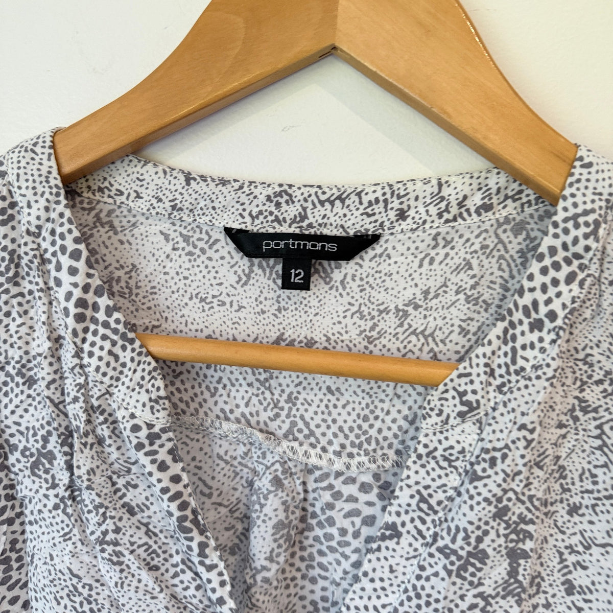 Portmans Grey Snake Print Blouse Size 12