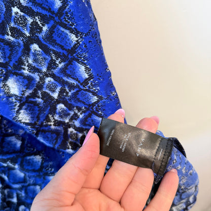 Vamp Blue Snake Print Cold Shoulder Shift Dress Size 12