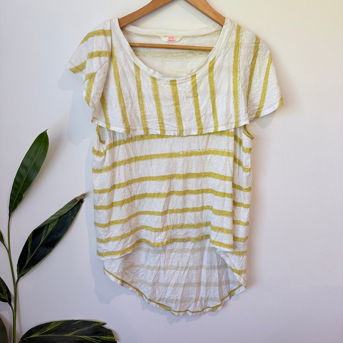 Sass & Bide The Winning Day Cream & Lime Stripe Tee Size M