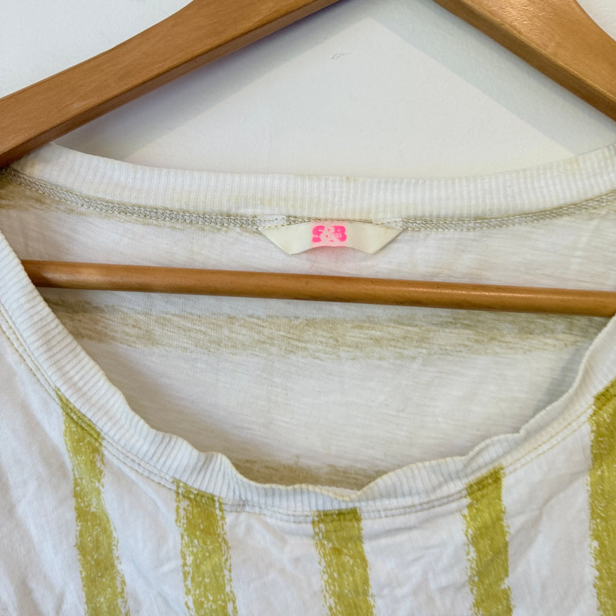 Sass & Bide The Winning Day Cream & Lime Stripe Tee Size M