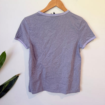 Huffer Grey & Lilac Panelled Logo Tee Size 8