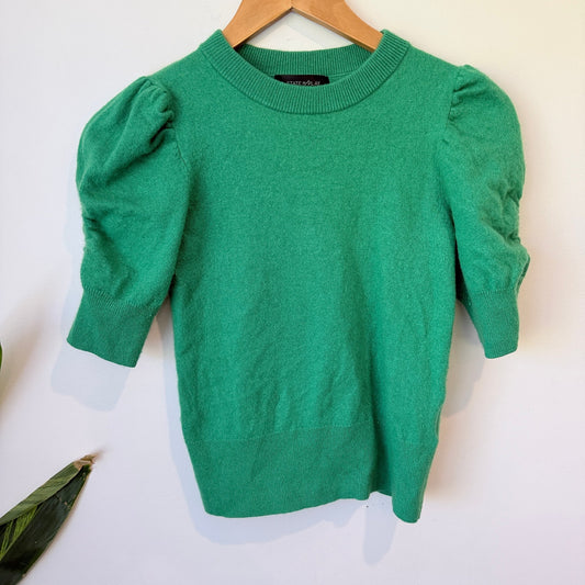 State of Play Green Puff Sleeve Wool Cashmere Blend Knit Size XS