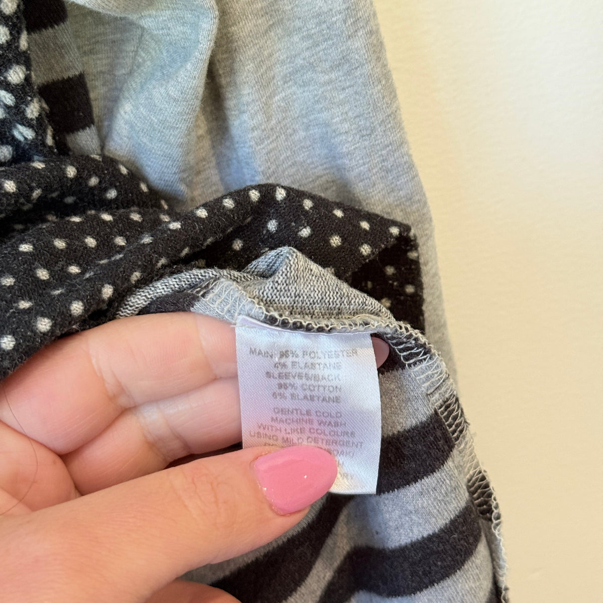 Madly Sweetly Grey Spot & Stripe Long Sleeve Top Size 10