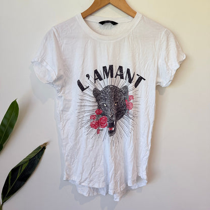 Decjuba White L'Amant Panther Graphic Tee Size S
