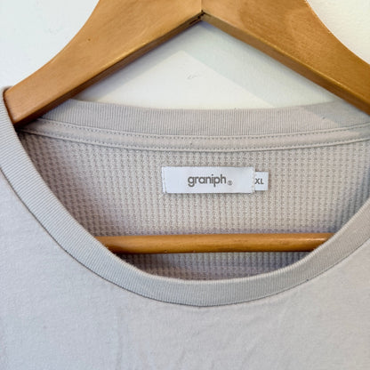 Graniph Grey Black Cat Graphic Waffle Panel Tee Size XL | U/Arm to U/Arm 58cm