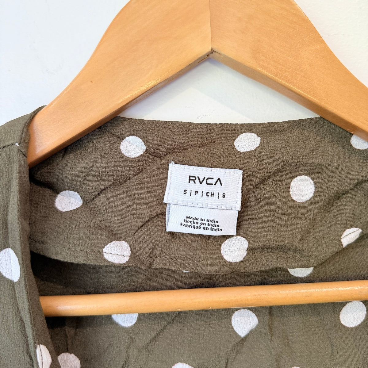 RVCA Olive Polka Dot Button Front Playsuit Size S