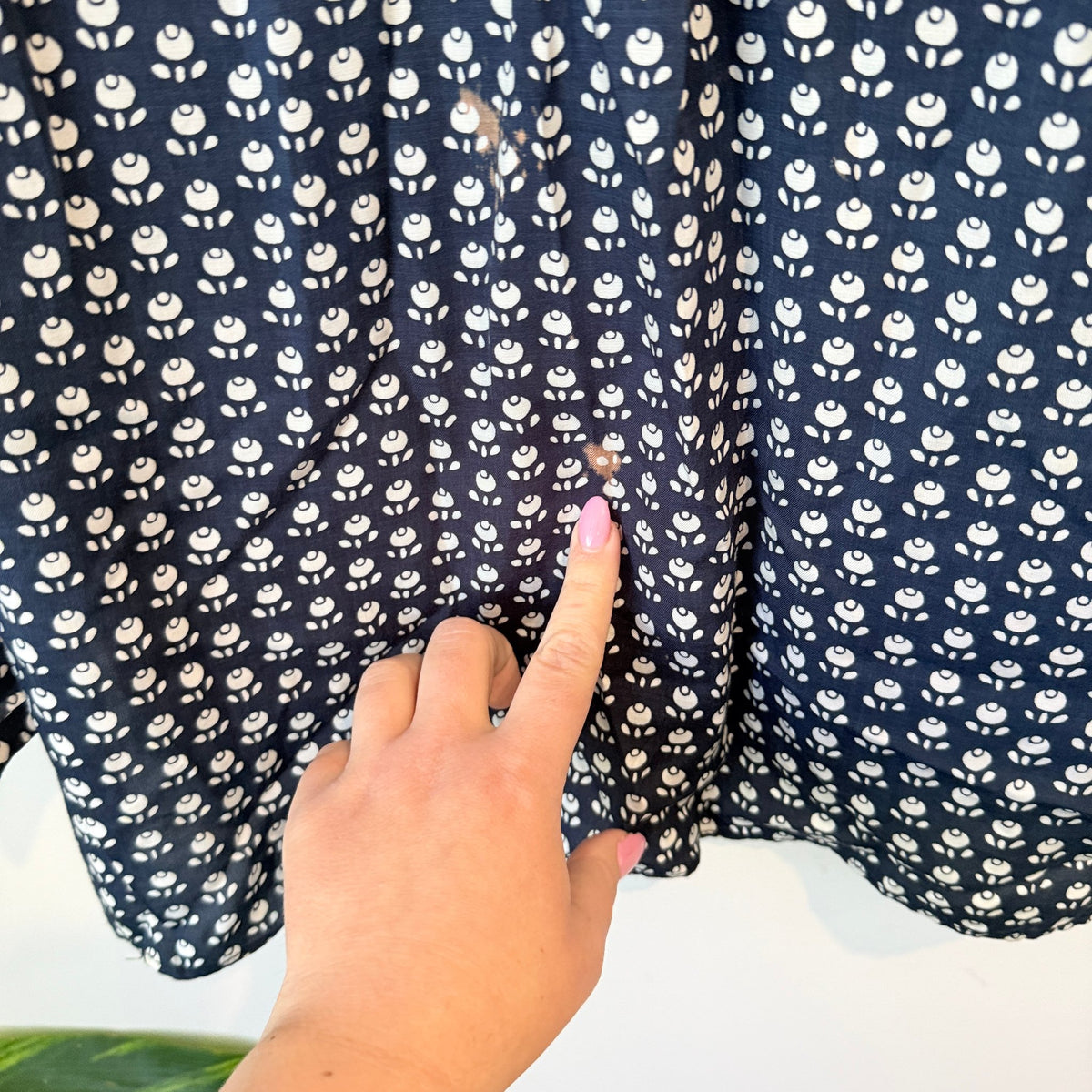 Country Road Navy Tulip Print Long Sleeve Blouse Size XXS