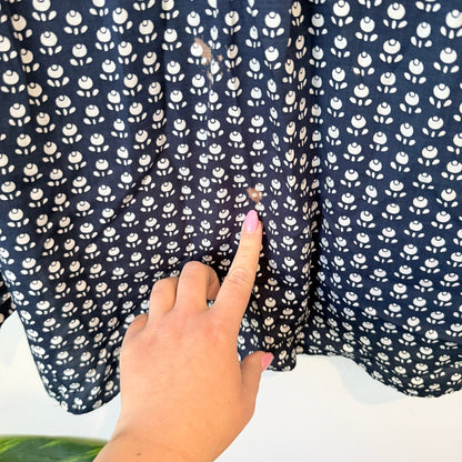 Country Road Navy Tulip Print Long Sleeve Blouse Size XXS
