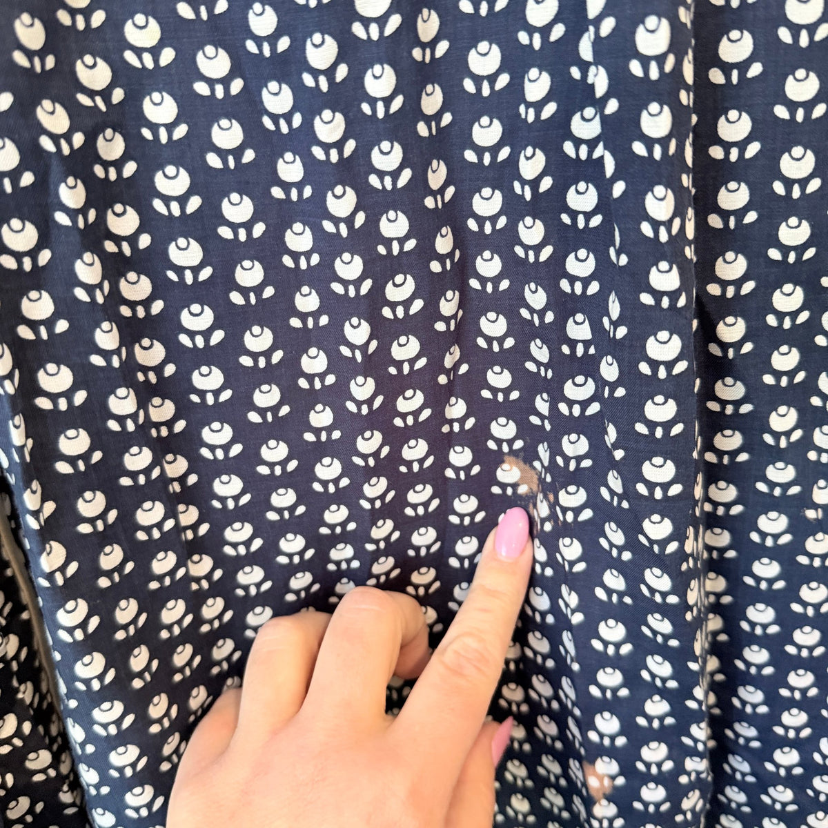 Country Road Navy Tulip Print Long Sleeve Blouse Size XXS