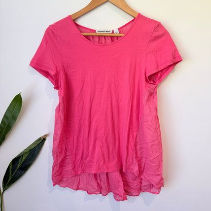 Country Road Pink Woven Back Cotton Tee Size S