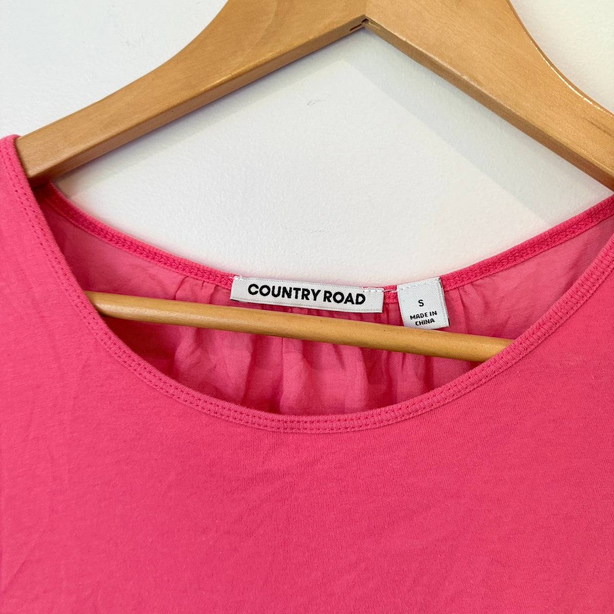 Country Road Pink Woven Back Cotton Tee Size S