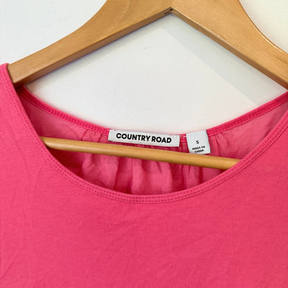 Country Road Pink Woven Back Cotton Tee Size S