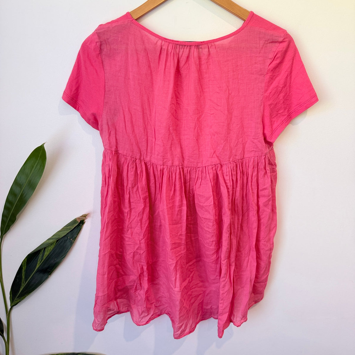 Country Road Pink Woven Back Cotton Tee Size S