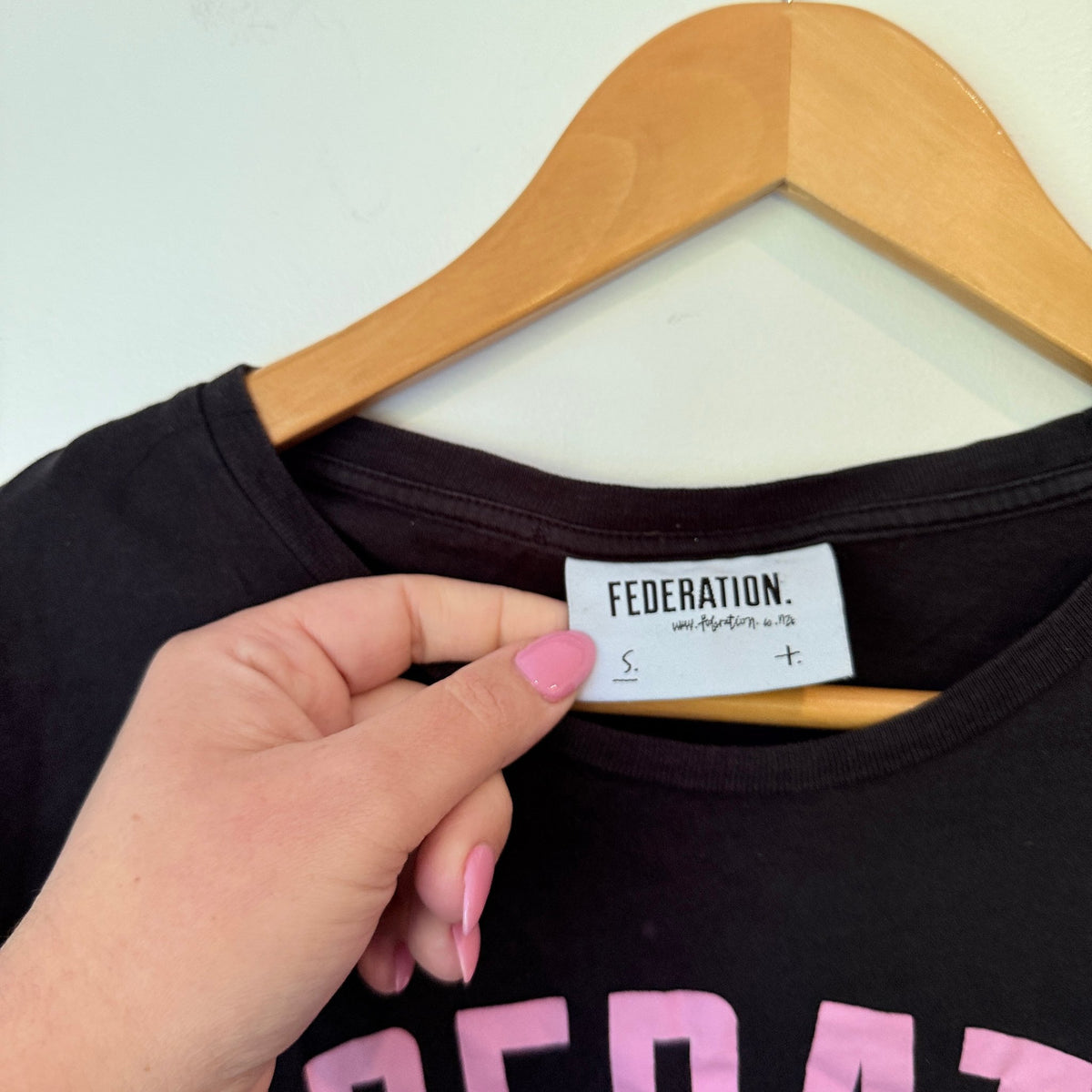 Federation Black Pink Logo Tee Size S