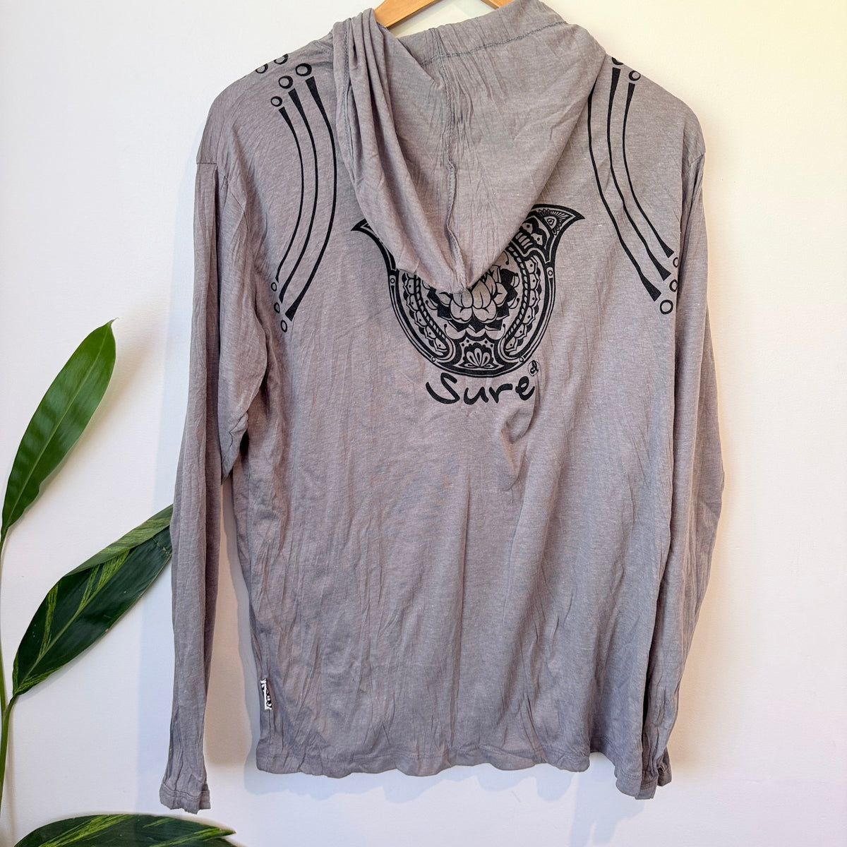 Sure Grey Hamsa Print Lightweight Hooded Top