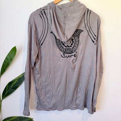 Sure Grey Hamsa Print Lightweight Hooded Top