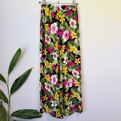 Tuki's Pareu Rarotonga Tropical Floral Wide Leg Pants
