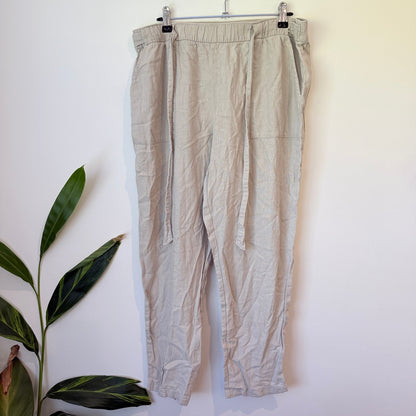 Anko Natural Linen Blend Tie Waist Pants Size 12