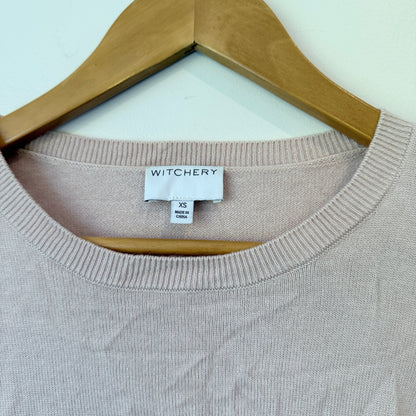 Witchery Blush Pink Ruffle Back Knit Jumper Size XS