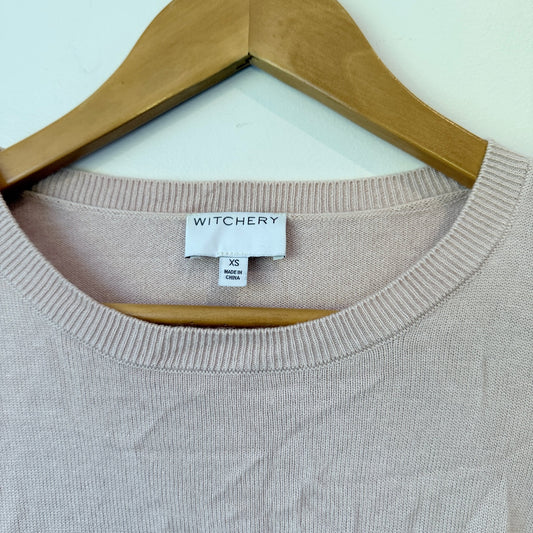 Witchery Blush Pink Ruffle Back Knit Jumper Size XS