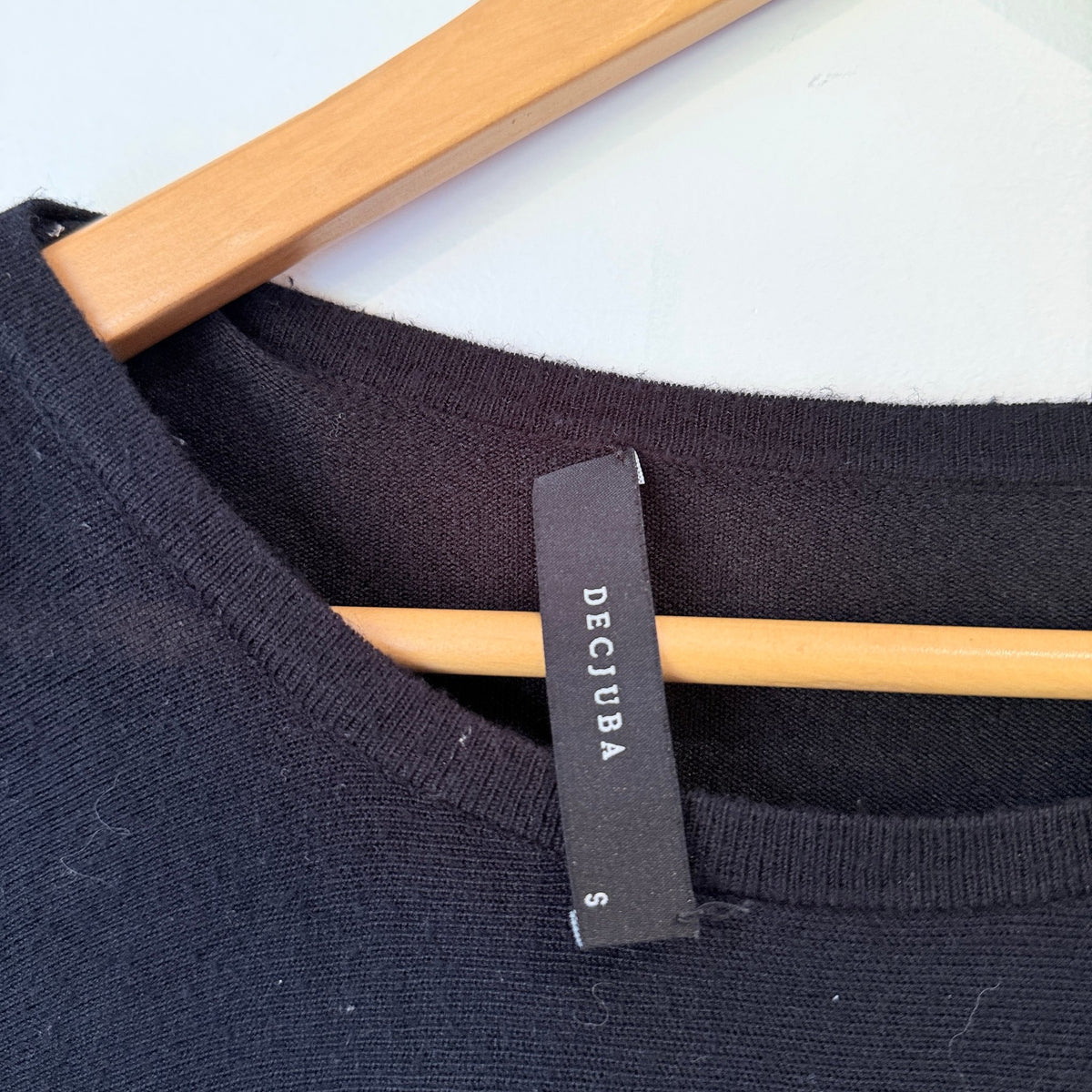 Decjuba Black Knit Top with Woven Pleated Back Size S