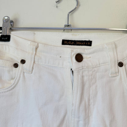 Nudie Jeans White Embroidered Patch Slim Jeans Size W26 L28