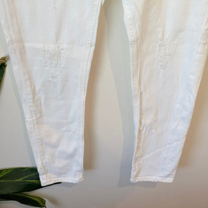 Nudie Jeans White Embroidered Patch Slim Jeans Size W26 L28
