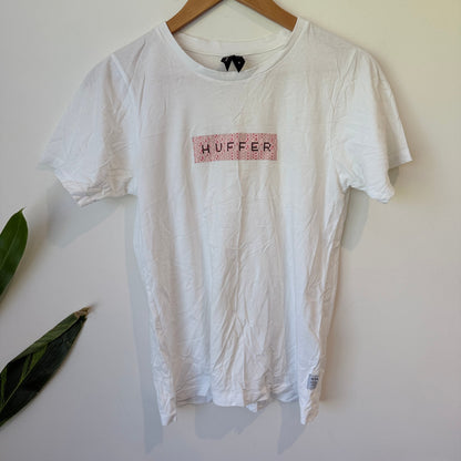 Huffer White Pink Box Logo Tee Size 6