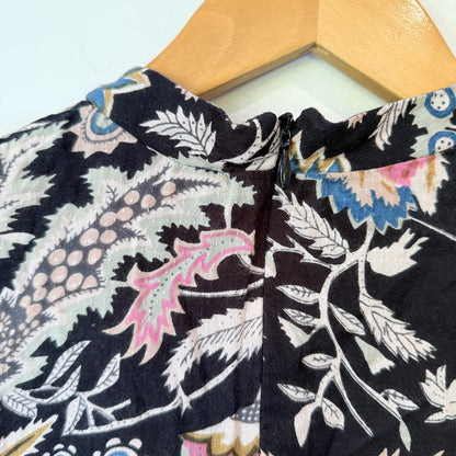 Rolla's Black Paisley Floral High Neck Long Sleeve Mini Dress