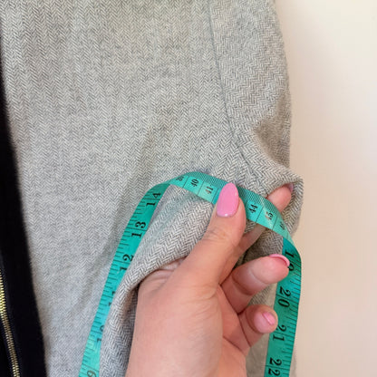 Vivienne Midow Grey Herringbone Sweatshirt with Chiffon Back Size 2 | U/Arm to U/Arm 42cm