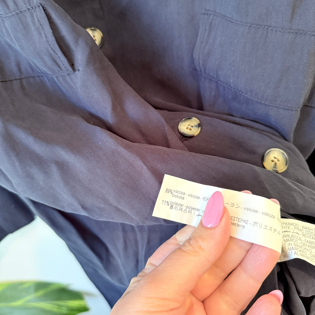 Zara TRF Navy Button Front Maxi Shirt Dress Size L