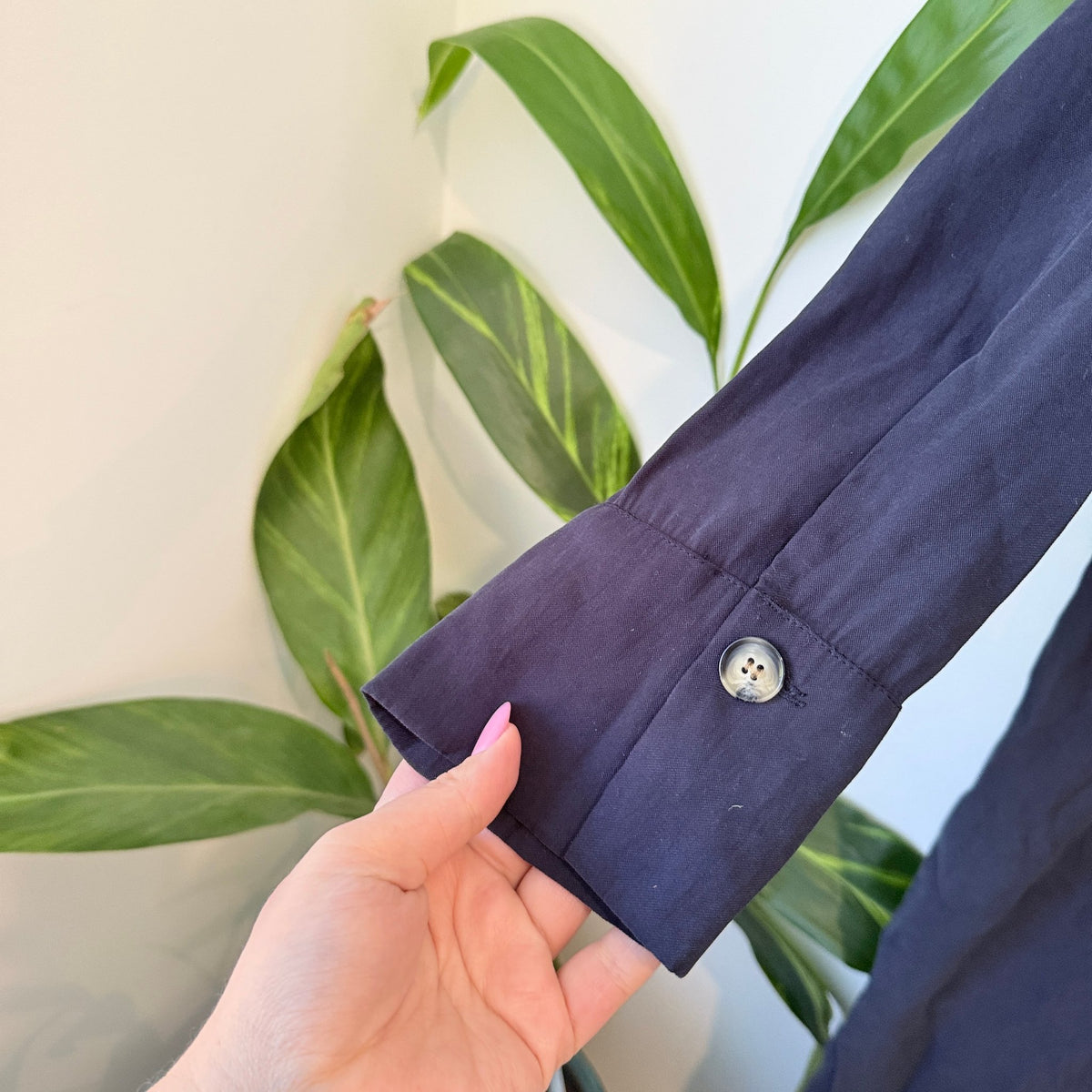 Zara TRF Navy Button Front Maxi Shirt Dress Size L