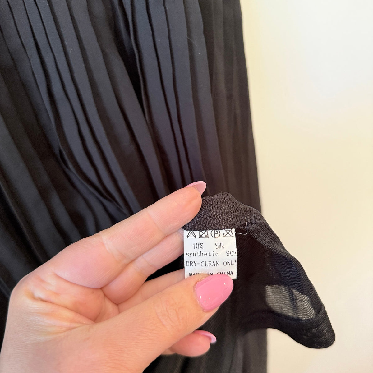 Storm Black Pleated Silk Blend Babydoll Dress Size M