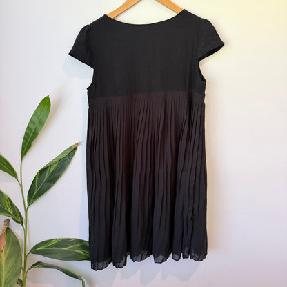 Storm Black Pleated Silk Blend Babydoll Dress Size M