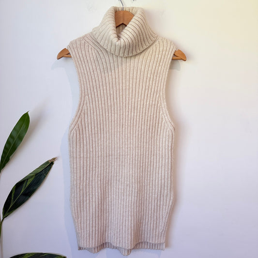 H&M Size XS Ribbed Knit Sleeveless Roll Neck Top