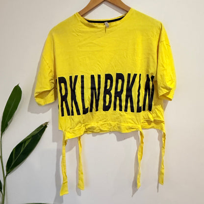 Bluesteel Size XS | U/Arm to U/Arm 51cm Slogan Crop Tee