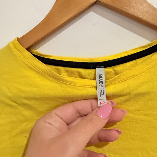 Bluesteel Size XS | U/Arm to U/Arm 51cm Slogan Crop Tee