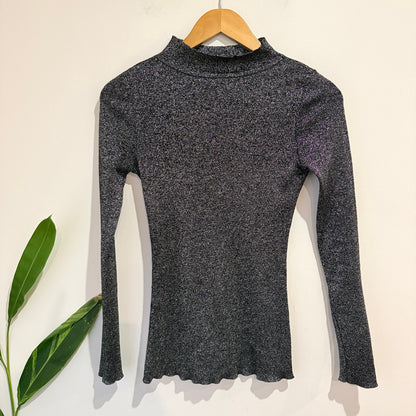 Brand Unknown Size U/Arm to U/Arm 35cm Metallic Knit Mock Neck Top