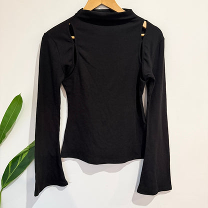 Brand Unknown Size U/Arm to U/Arm 42cm Ribbed Cut Out Shoulder Top