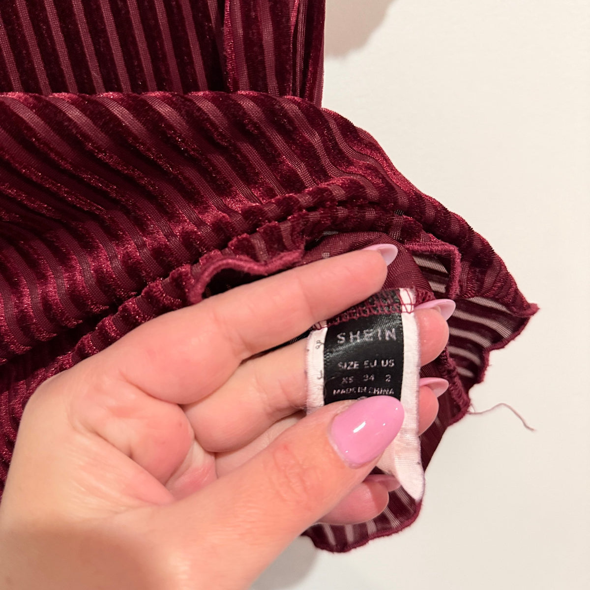 SHEIN Size XS Velvet Stripe Mock Neck Tee