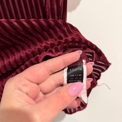 SHEIN Size XS Velvet Stripe Mock Neck Tee
