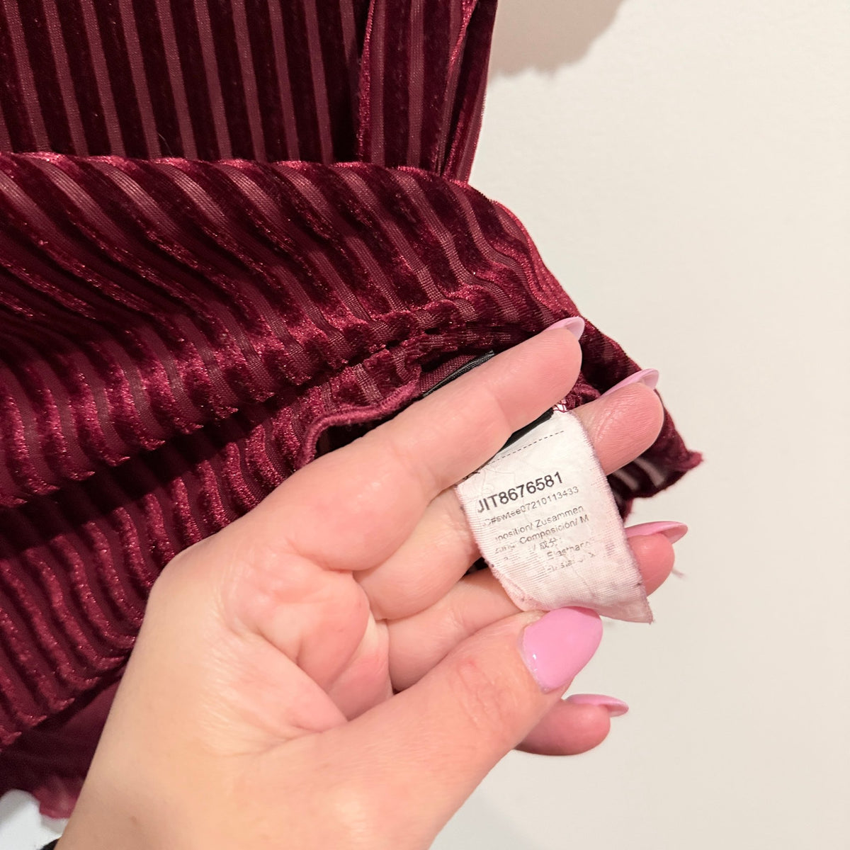 SHEIN Size XS Velvet Stripe Mock Neck Tee