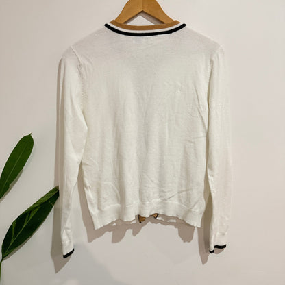 Sloan Rouge Size S Contrast Trim Knit Cardigan