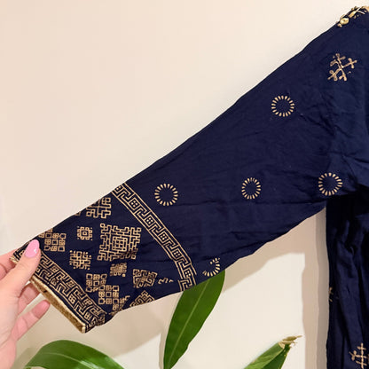 Brand Unknown Size U/Arm to U/Arm 50cm Gold Print Maxi Kurta Dress