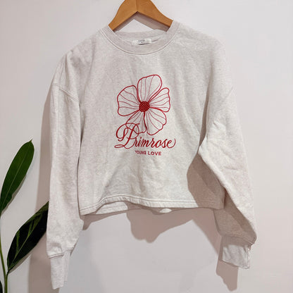 Topten Size 95 | U/Arm to U/Arm 56cm Embroidered Crop Sweatshirt