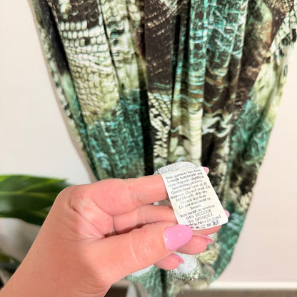 Sheryl May Size M Snake Print Jersey Midi Dress