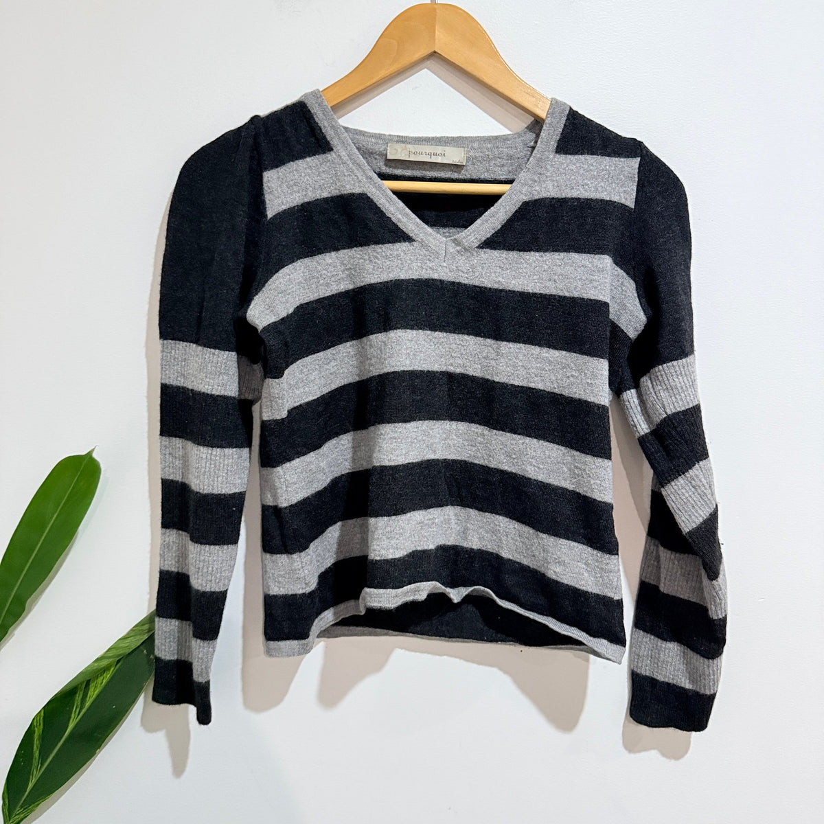 Pourquoi Stripe Merino V-Neck Jumper