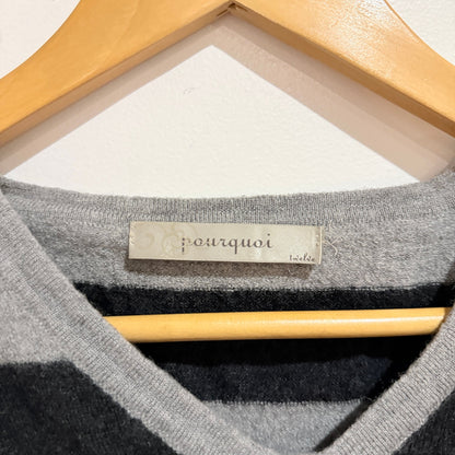 Pourquoi Stripe Merino V-Neck Jumper